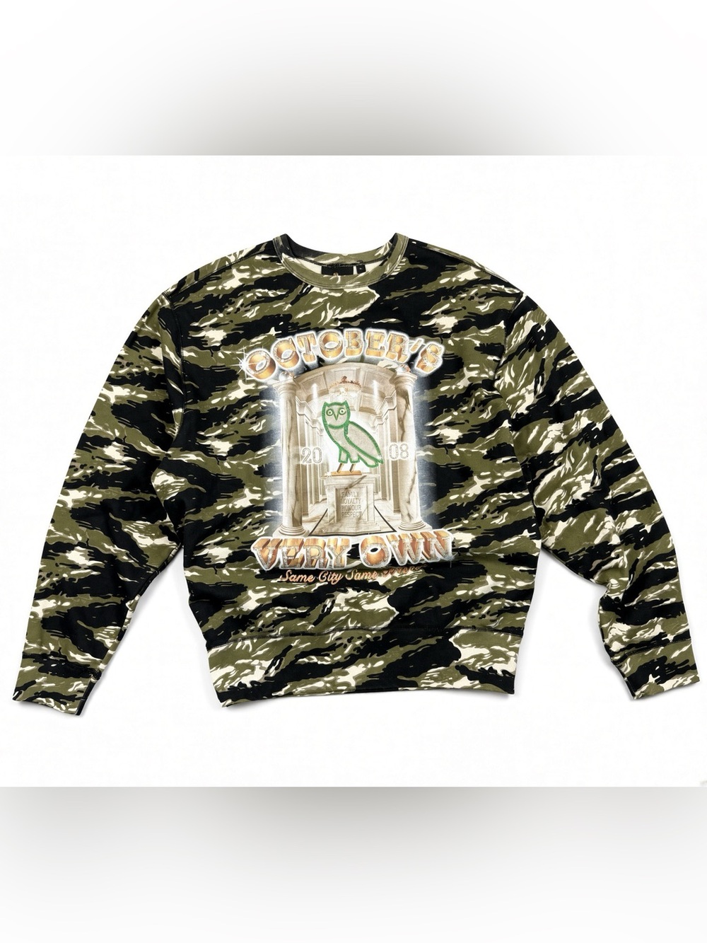 OVO October's Very Own Tiger Camo Crewneck XL Same City Same Friends Made in Can